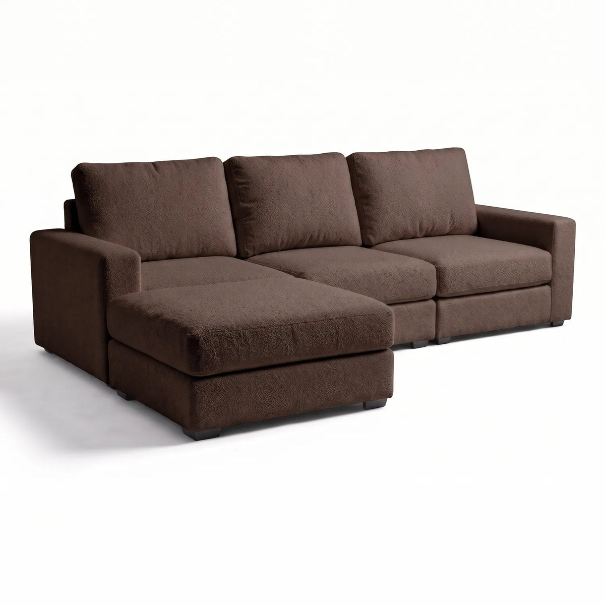 Four-Piece Chaise Sectional - Cuddle Umber Modular - studio photo on white (LHF arrangement)