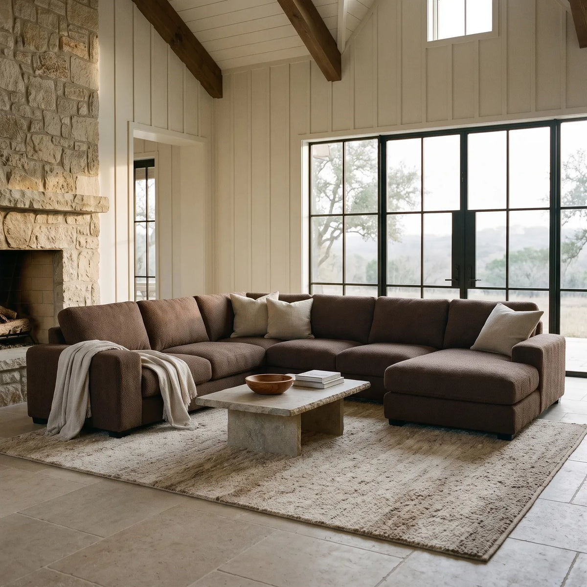 Four-Piece Chaise Sectional - Cuddle Umber Oversized - hero #Orientation_Right-Hand Facing
