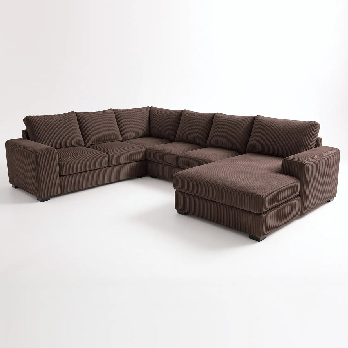 Four-Piece Chaise Sectional - Mini Minky Chocolate - studio photo on white #Orientation_Right-Hand Facing #vera_main