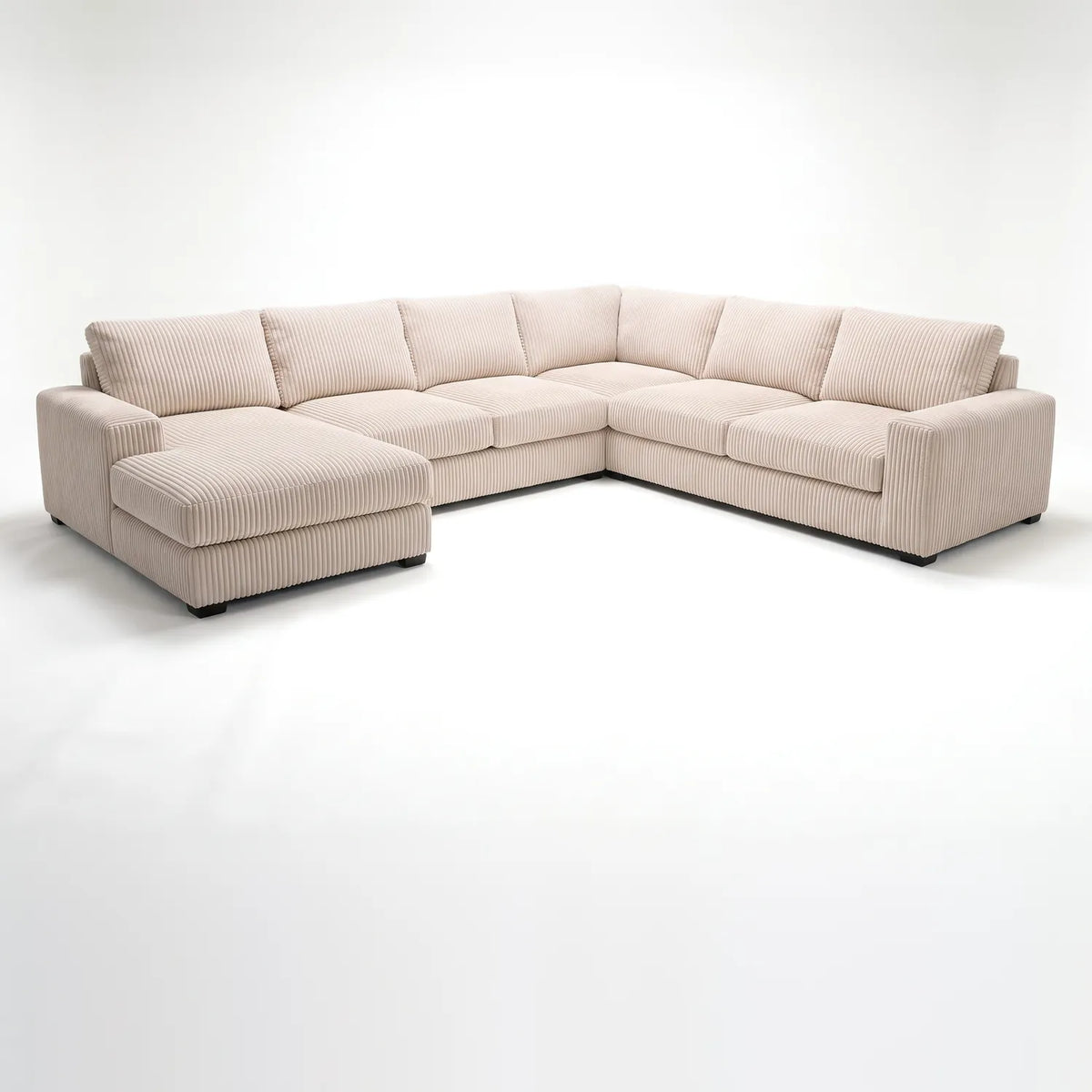Four-Piece Chaise Sectional - Mini Minky Cream Oversized - studio photo on white #Orientation_Left-Hand Facing