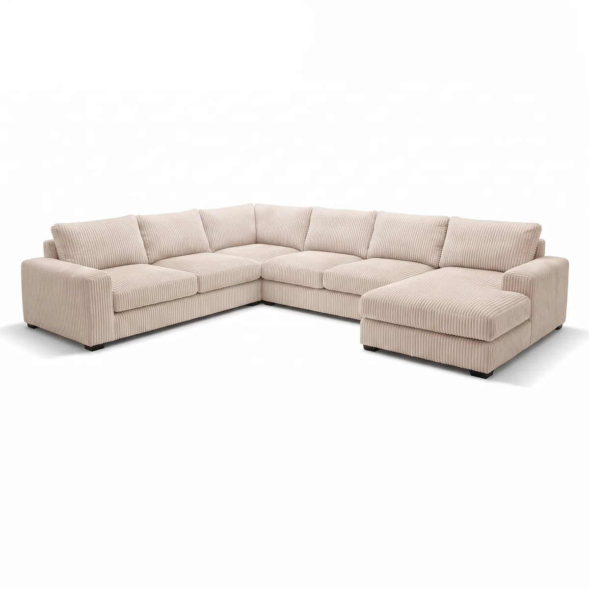 Four-Piece Chaise Sectional - Mini Minky Cream Oversized - studio photo on white #Orientation_Right-Hand Facing #vera_main
