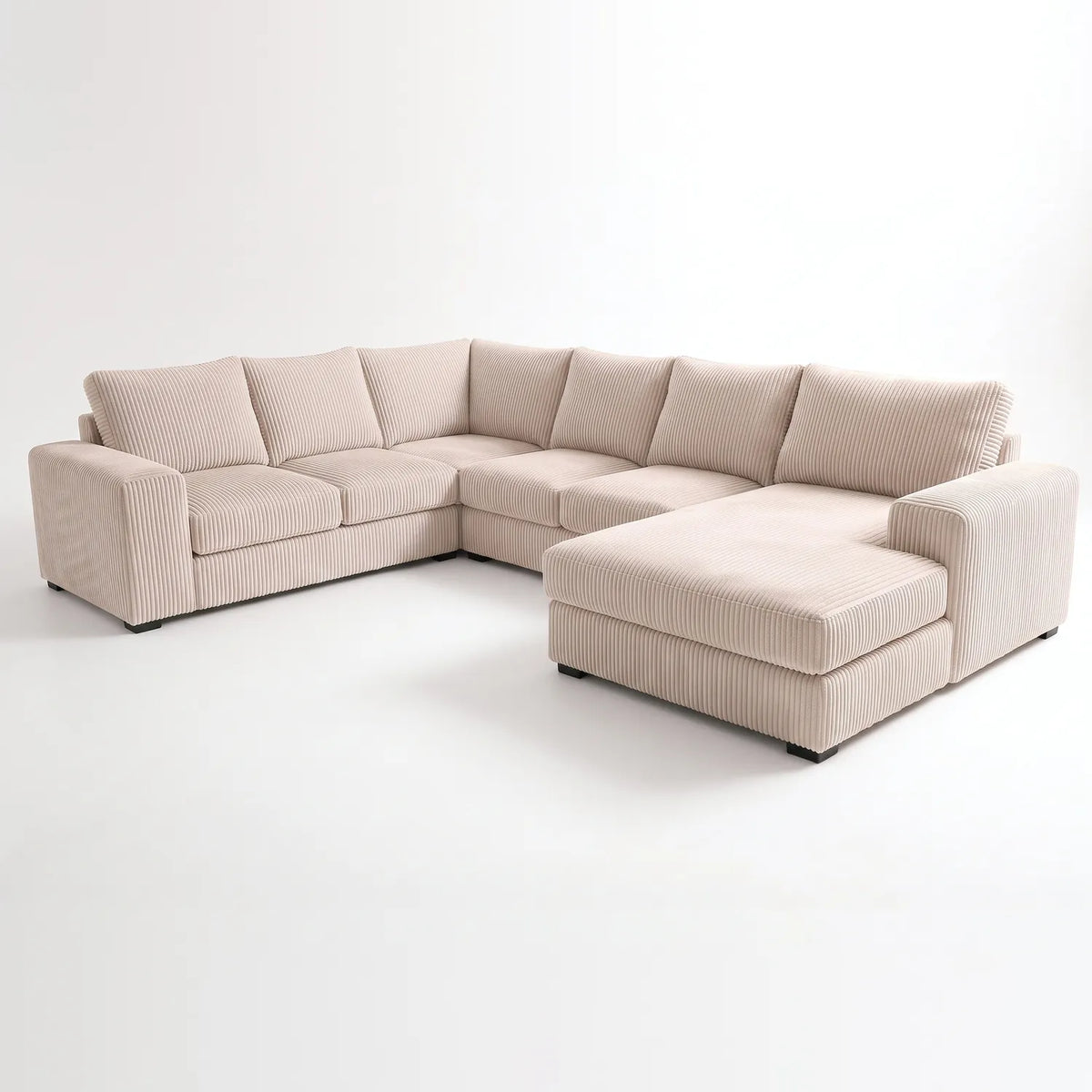 Four-Piece Chaise Sectional - Mini Minky Cream - studio photo on white #Orientation_Right-Hand Facing #vera_main