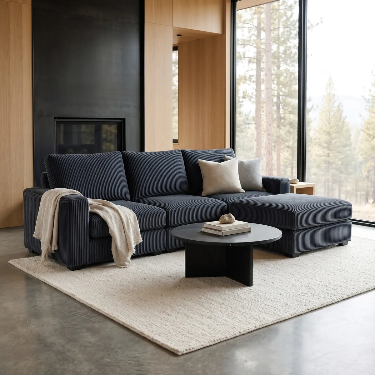 Four-Piece Chaise Sectional - Mini Minky Midnight Modular - hero (RHF arrangement)