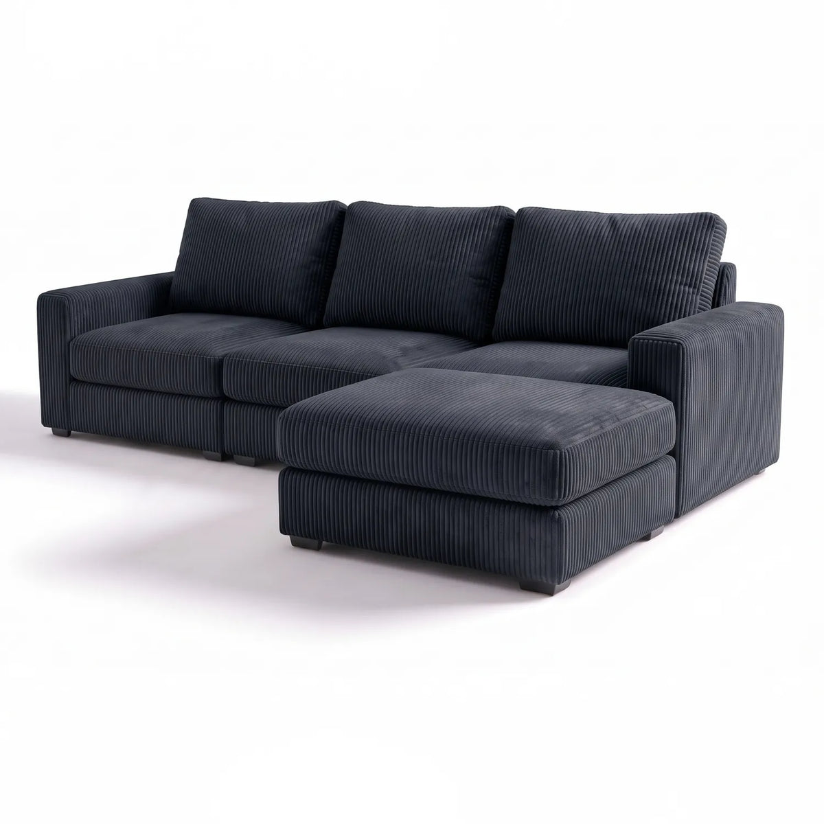 Four-Piece Chaise Sectional - Mini Minky Midnight Modular - studio photo on white (RHF arrangement) #vera_main