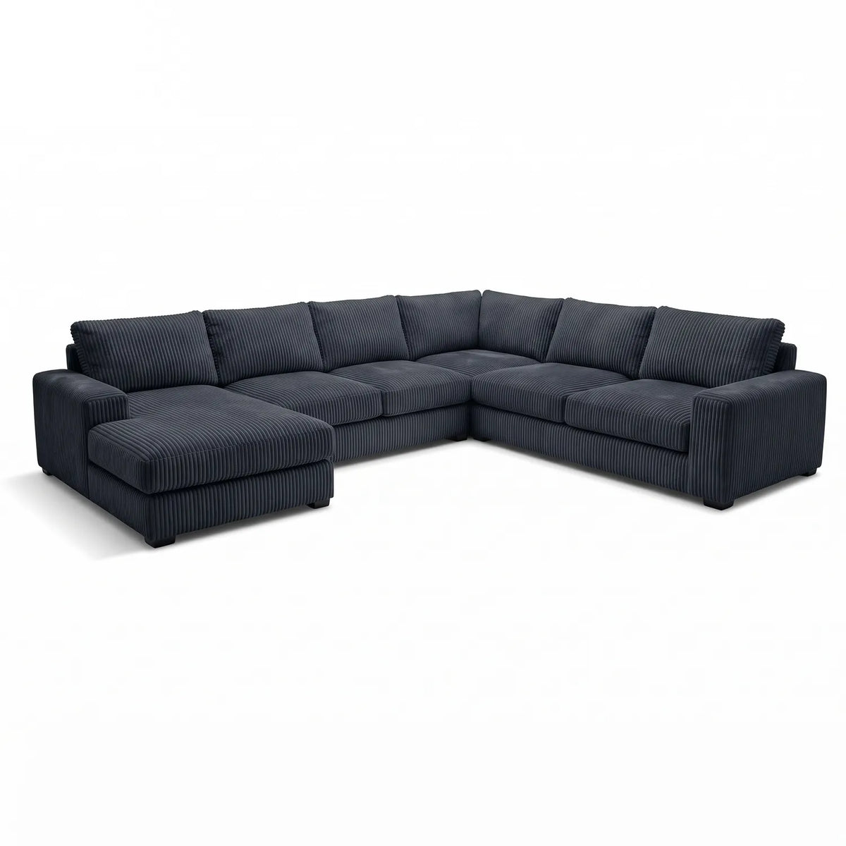 Four-Piece Chaise Sectional - Mini Minky Midnight Oversized - studio photo on white #Orientation_Left-Hand Facing