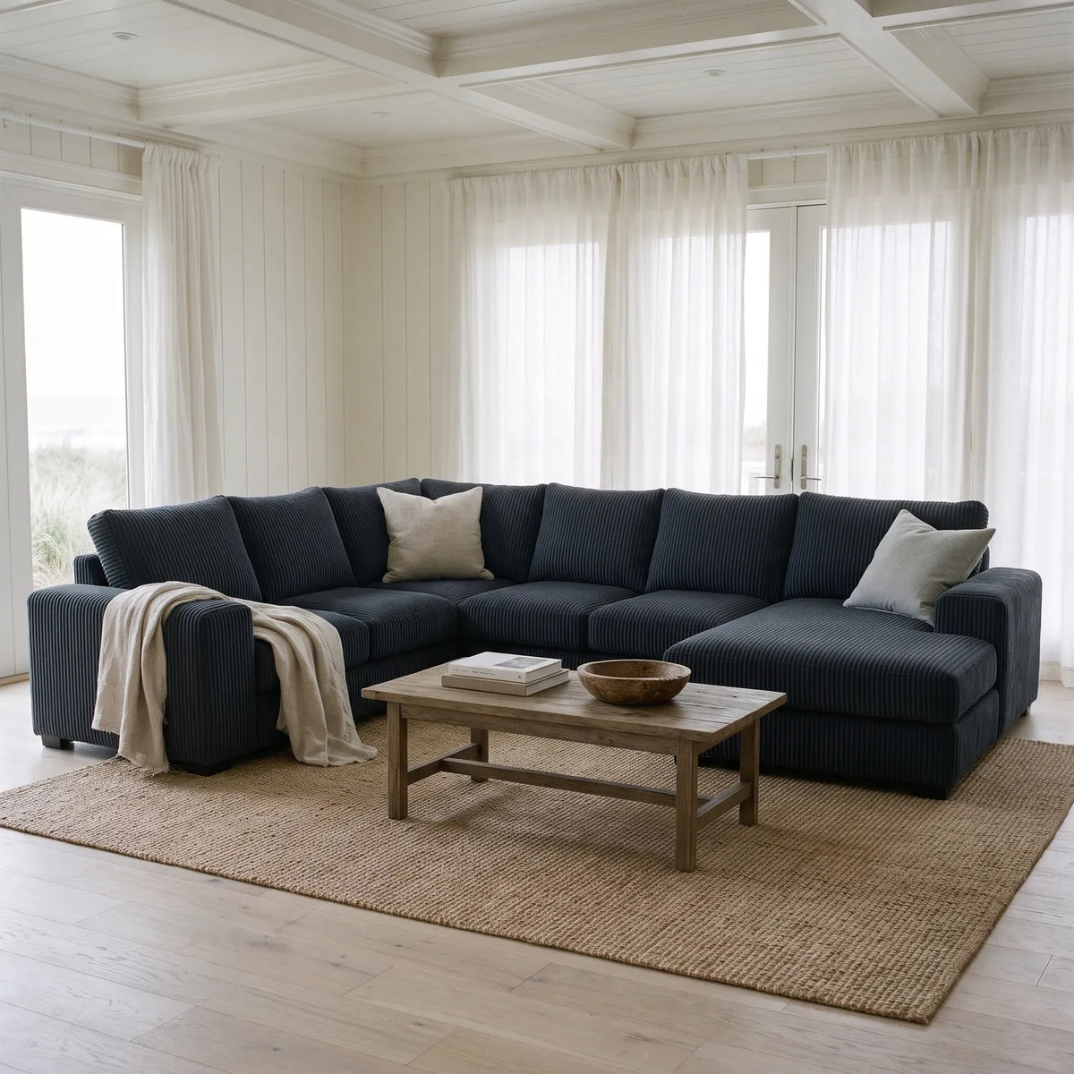 Four-Piece Chaise Sectional - Mini Minky Midnight - hero #Orientation_Right-Hand Facing