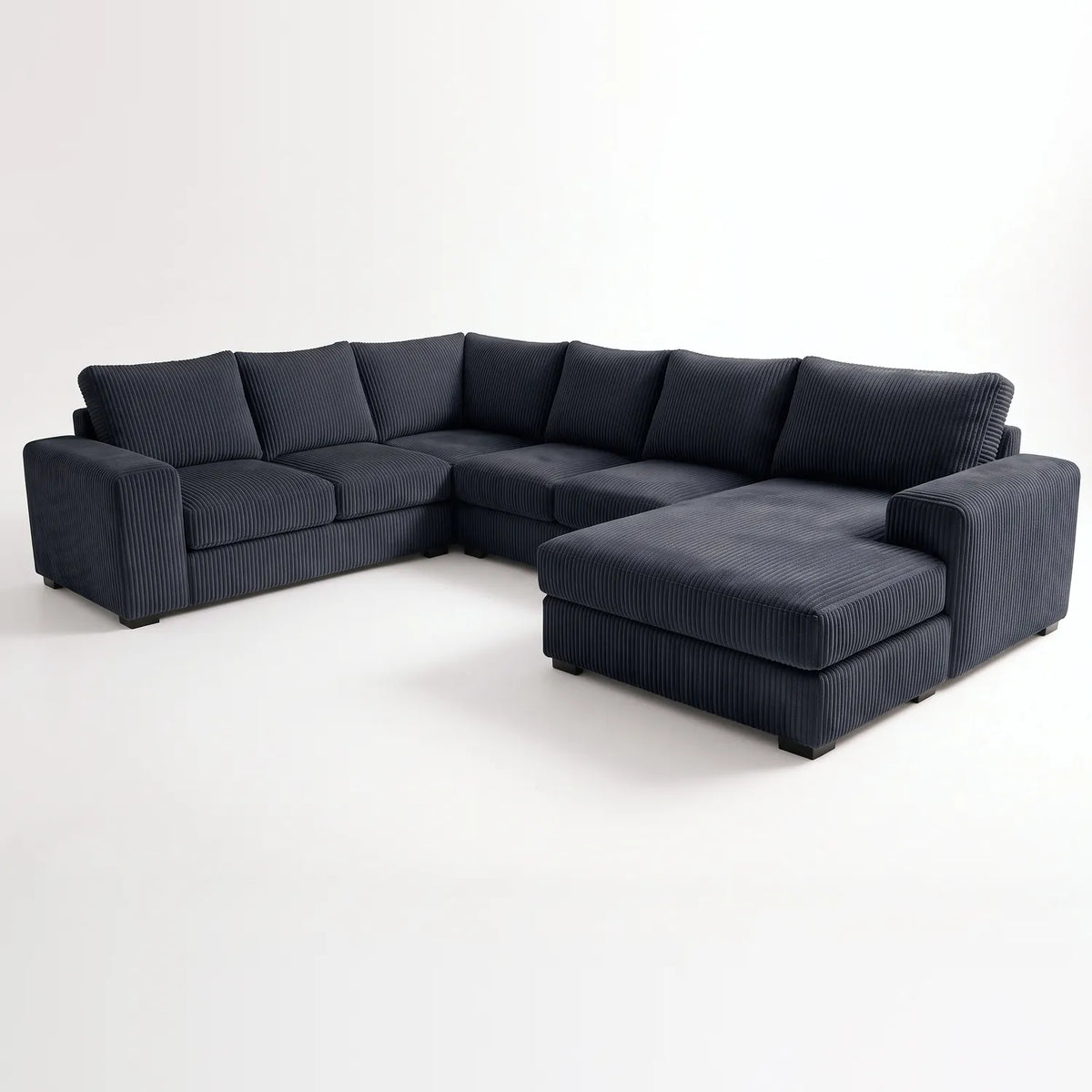 Four-Piece Chaise Sectional - Mini Minky Midnight - studio photo on white #Orientation_Right-Hand Facing #vera_main