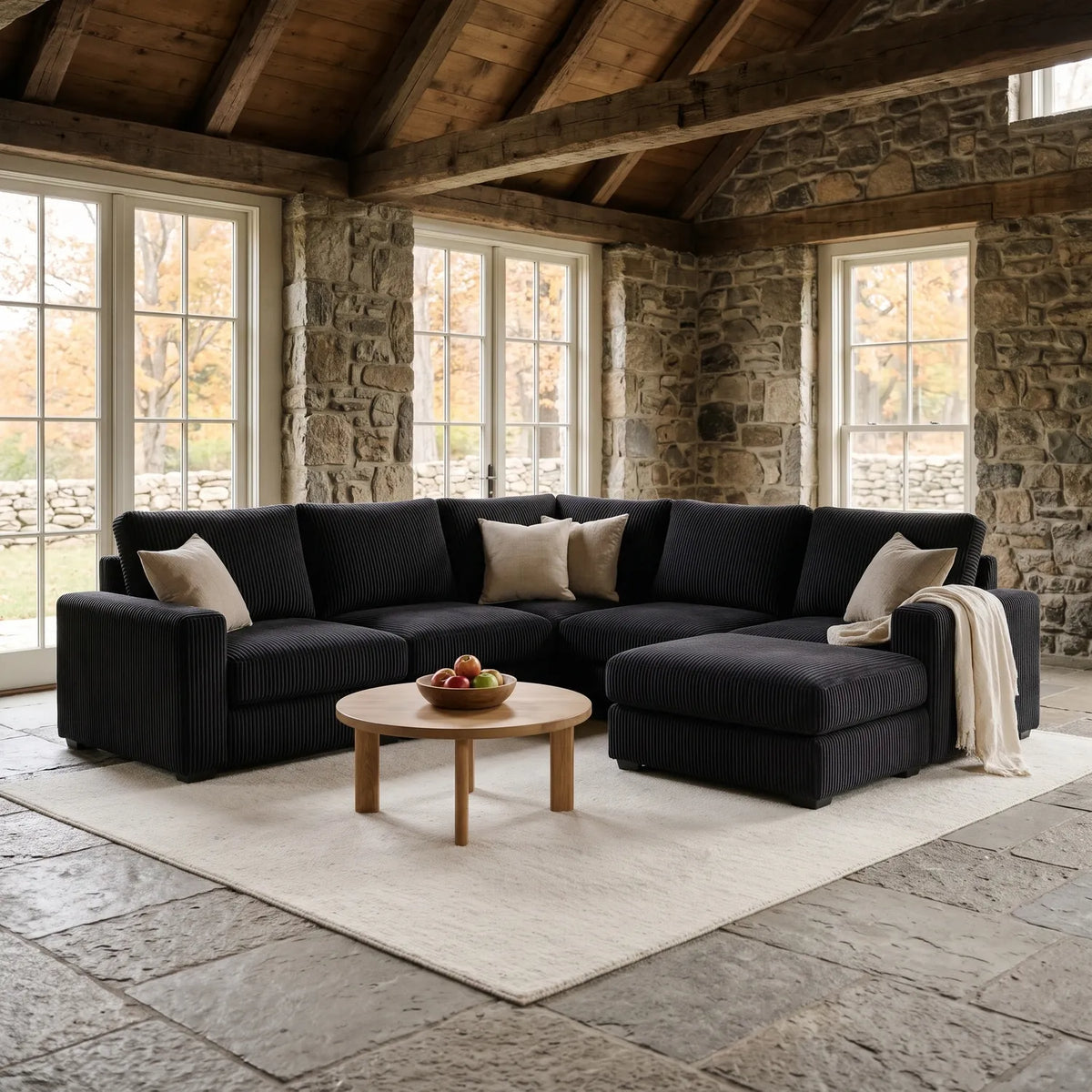 Four-Piece Chaise Sectional - Mini Minky Onyx Modular - hero (RHF arrangement)