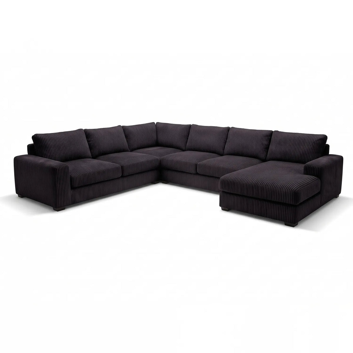 Four-Piece Chaise Sectional - Mini Minky Onyx Oversized - studio photo on white #Orientation_Right-Hand Facing #vera_main