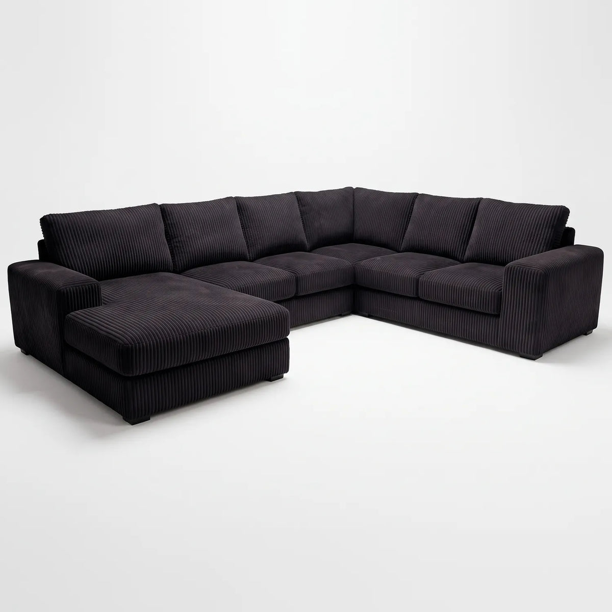 Four-Piece Chaise Sectional - Mini Minky Onyx - studio photo on white #Orientation_Left-Hand Facing