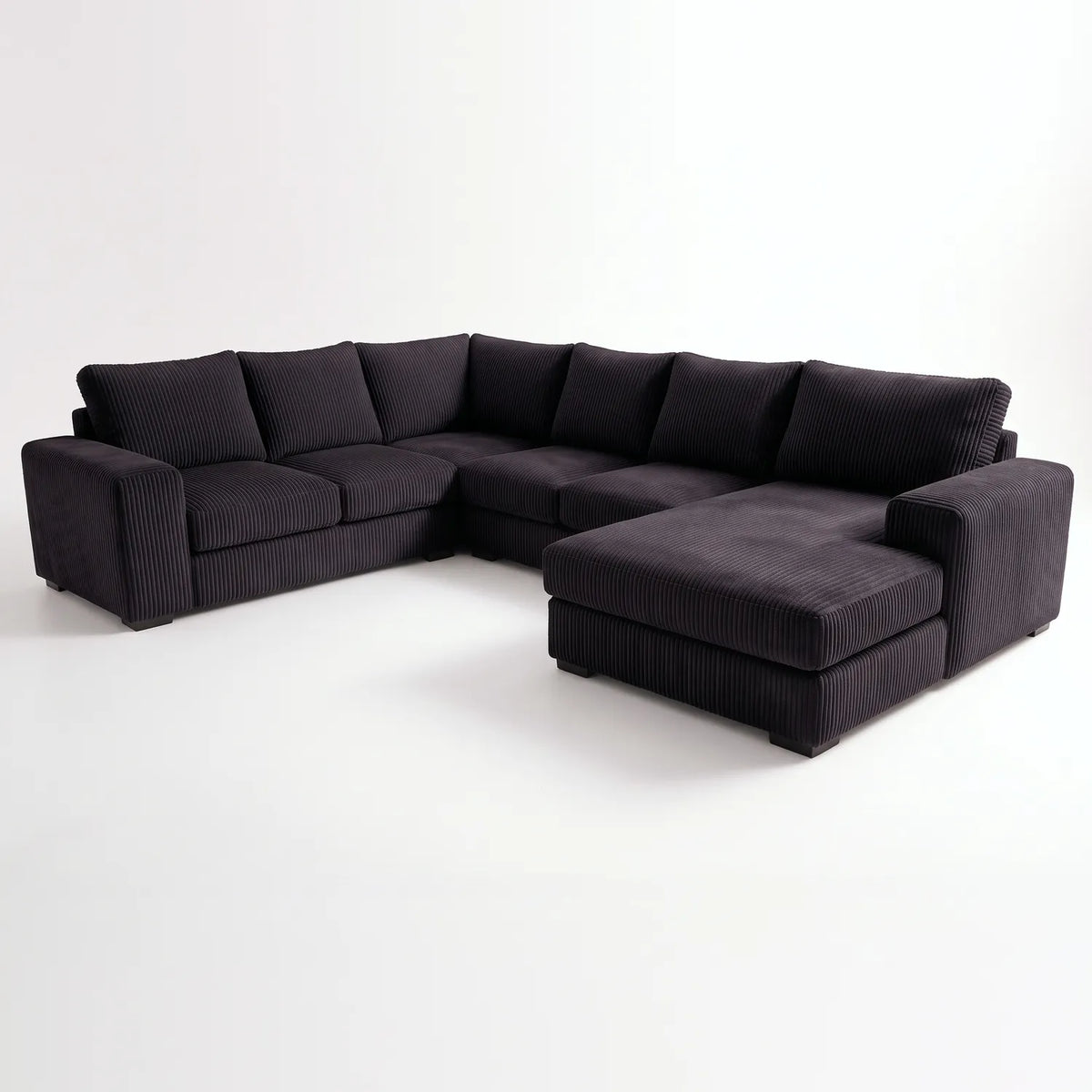 Four-Piece Chaise Sectional - Mini Minky Onyx - studio photo on white #Orientation_Right-Hand Facing #vera_main