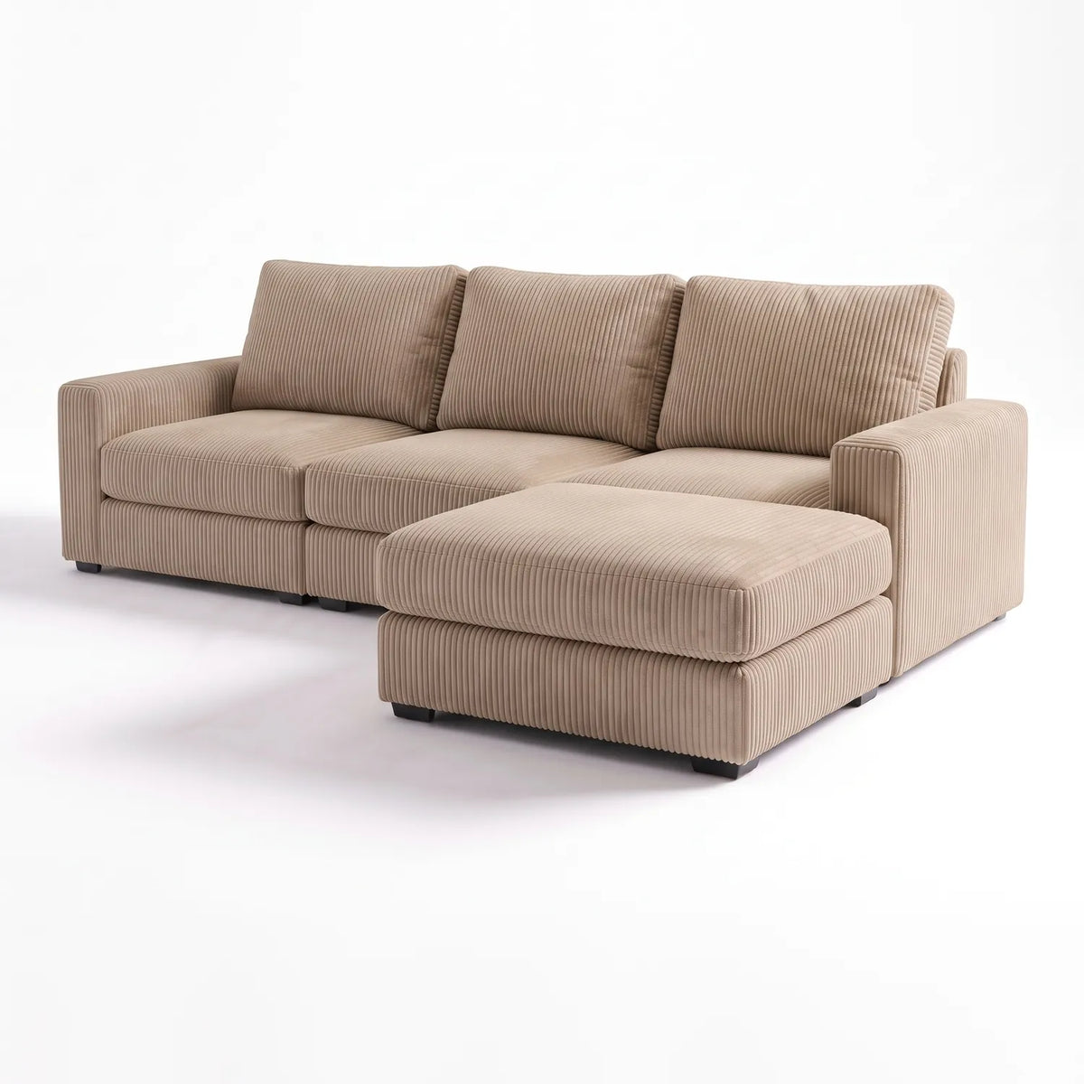 Four-Piece Chaise Sectional - Mini Minky Toast Modular - studio photo on white (RHF arrangement) #vera_main