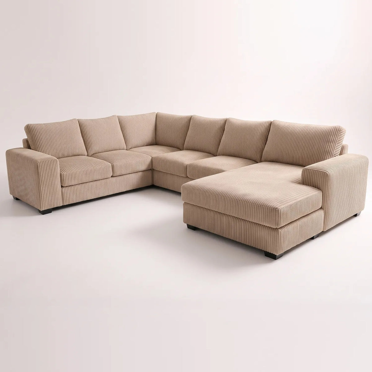 Four-Piece Chaise Sectional - Mini Minky Toast - studio photo on white #Orientation_Right-Hand Facing #vera_main