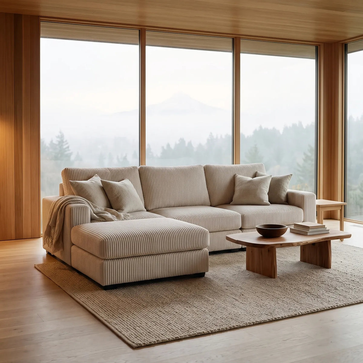Four-Piece Chaise Sectional - Mini Minky White Modular