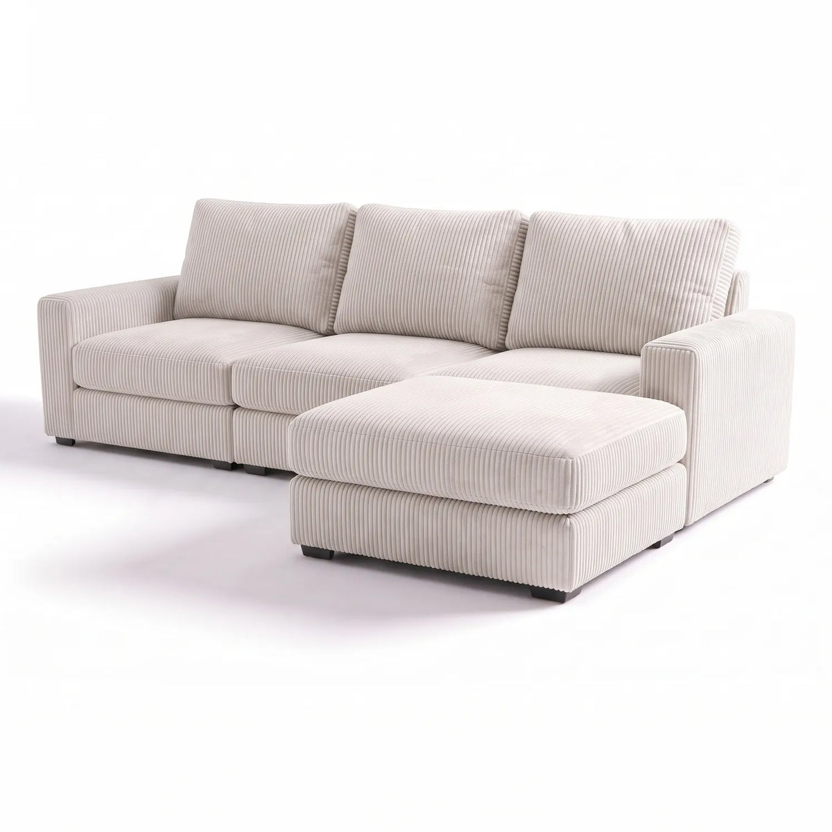 Four-Piece Chaise Sectional - Mini Minky White Modular - studio photo on white (RHF arrangement) #vera_main