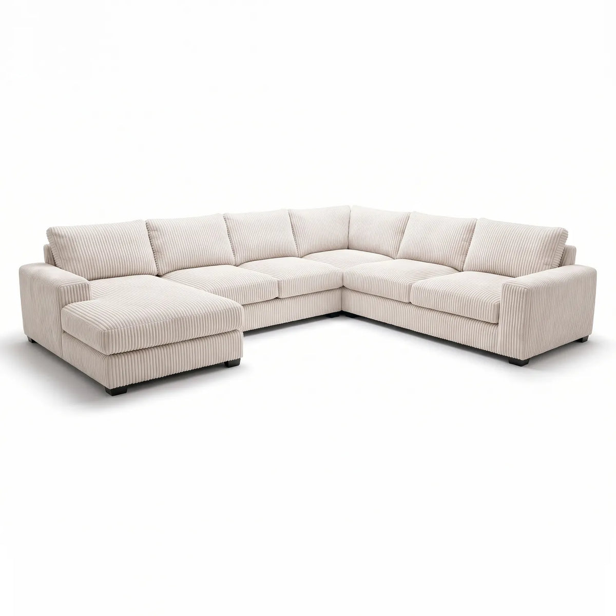 Four-Piece Chaise Sectional - Mini Minky White Oversized - studio photo on white #Orientation_Left-Hand Facing