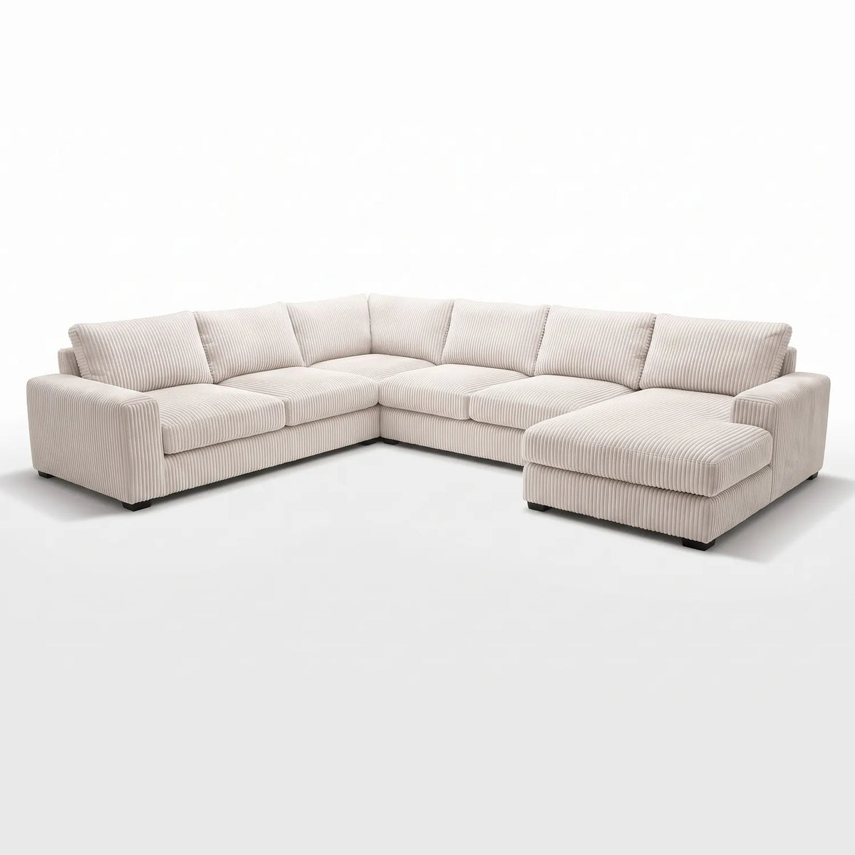 Four-Piece Chaise Sectional - Mini Minky White Oversized - studio photo on white #Orientation_Right-Hand Facing #vera_main