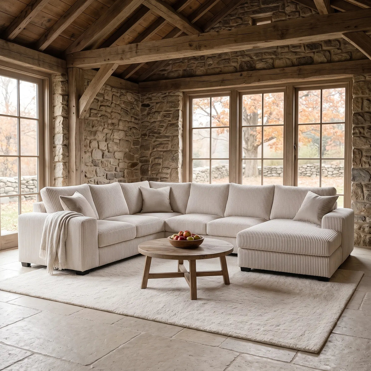 Four-Piece Chaise Sectional - Mini Minky White - hero #Orientation_Right-Hand Facing