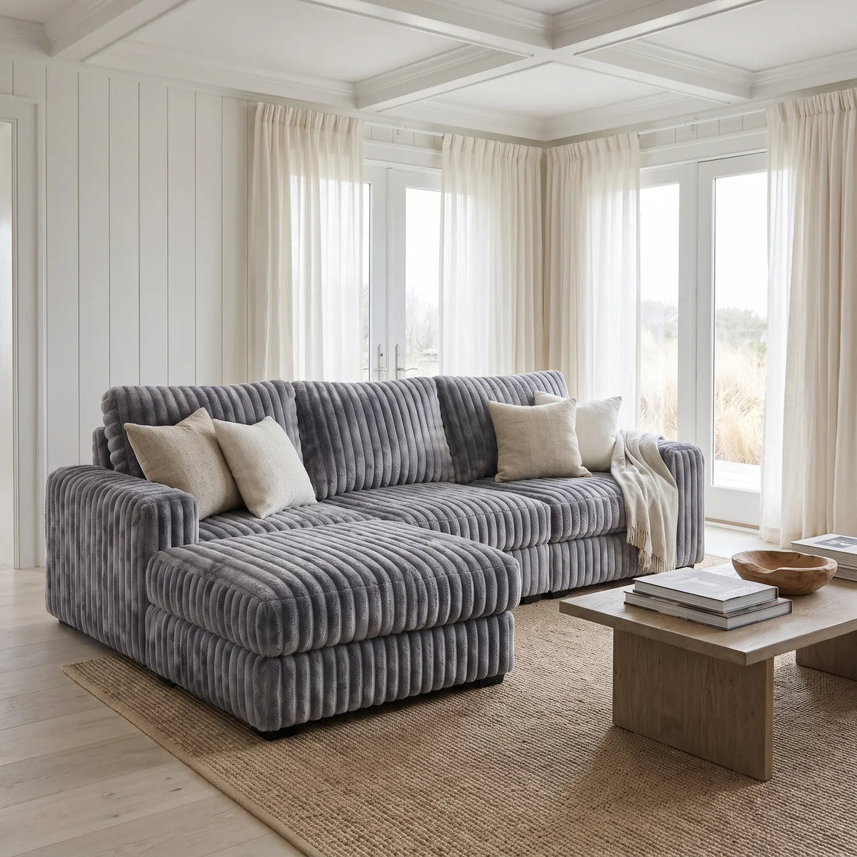 Four-Piece Chaise Sectional - Minky Charcoal Modular - hero (LHF arrangement)