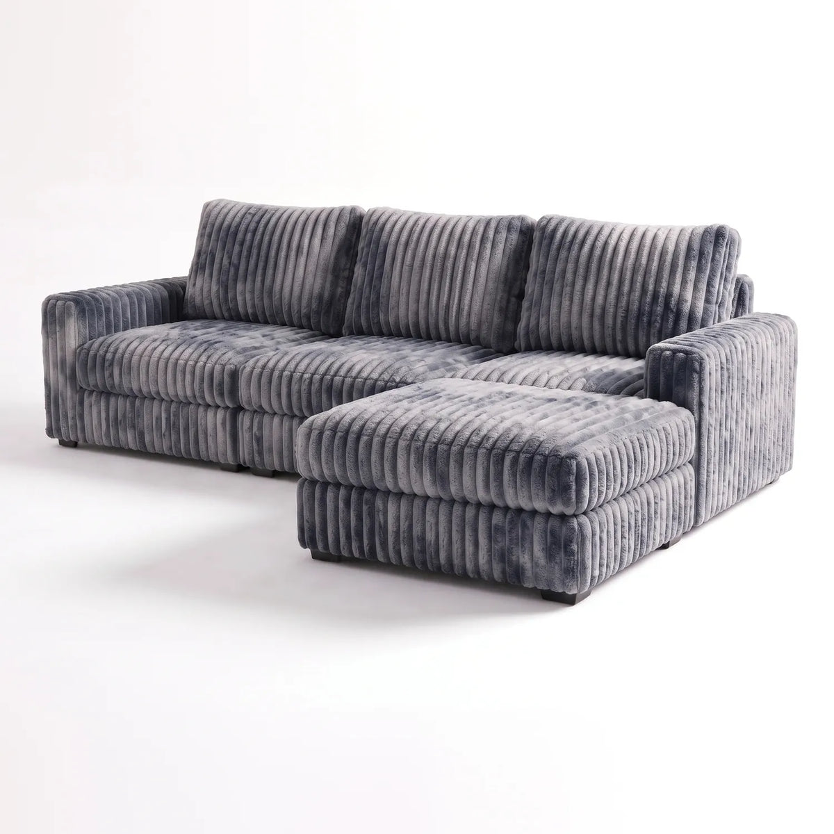 Four-Piece Chaise Sectional - Minky Charcoal Modular - studio photo on white (RHF arrangement) #vera_main