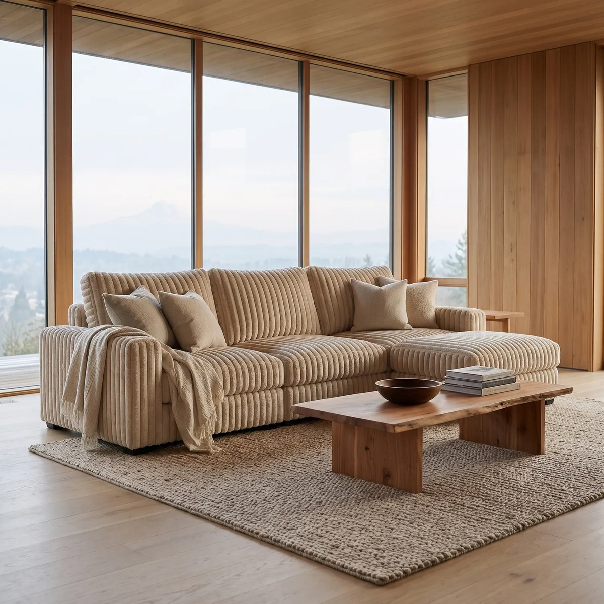 Four-Piece Chaise Sectional - Minky Cream Modular - hero (RHF arrangement)