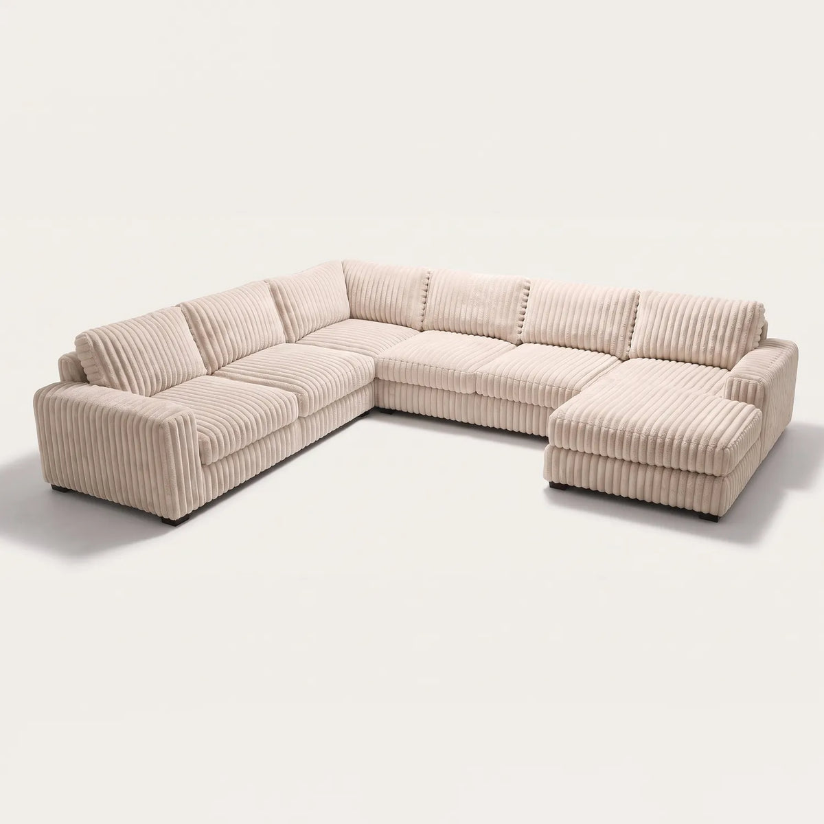 Four-Piece Chaise Sectional - Minky Cream Oversized - studio photo on white #Orientation_Right-Hand Facing #vera_main