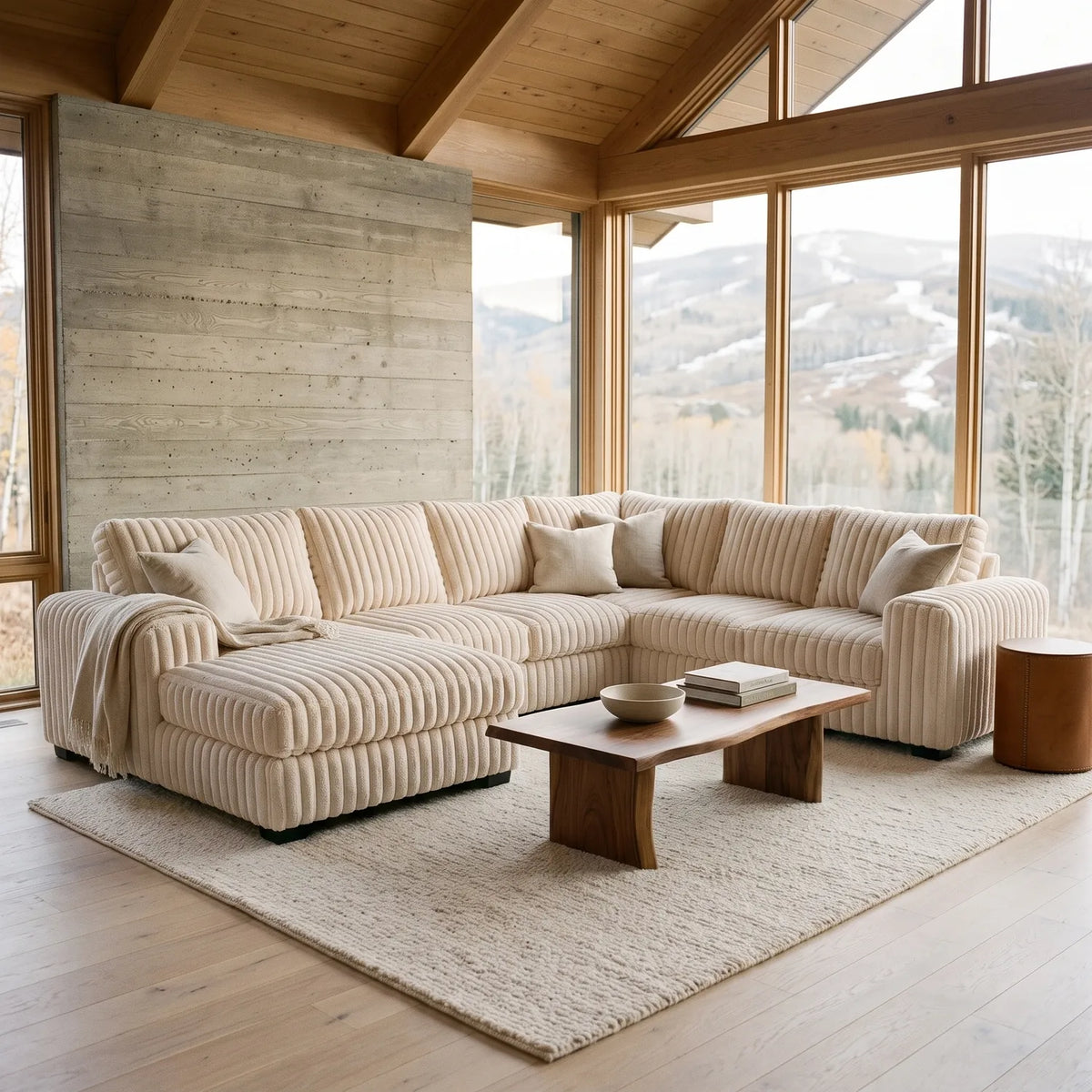 Four-Piece Chaise Sectional - Minky Cream - hero #Orientation_Left-Hand Facing