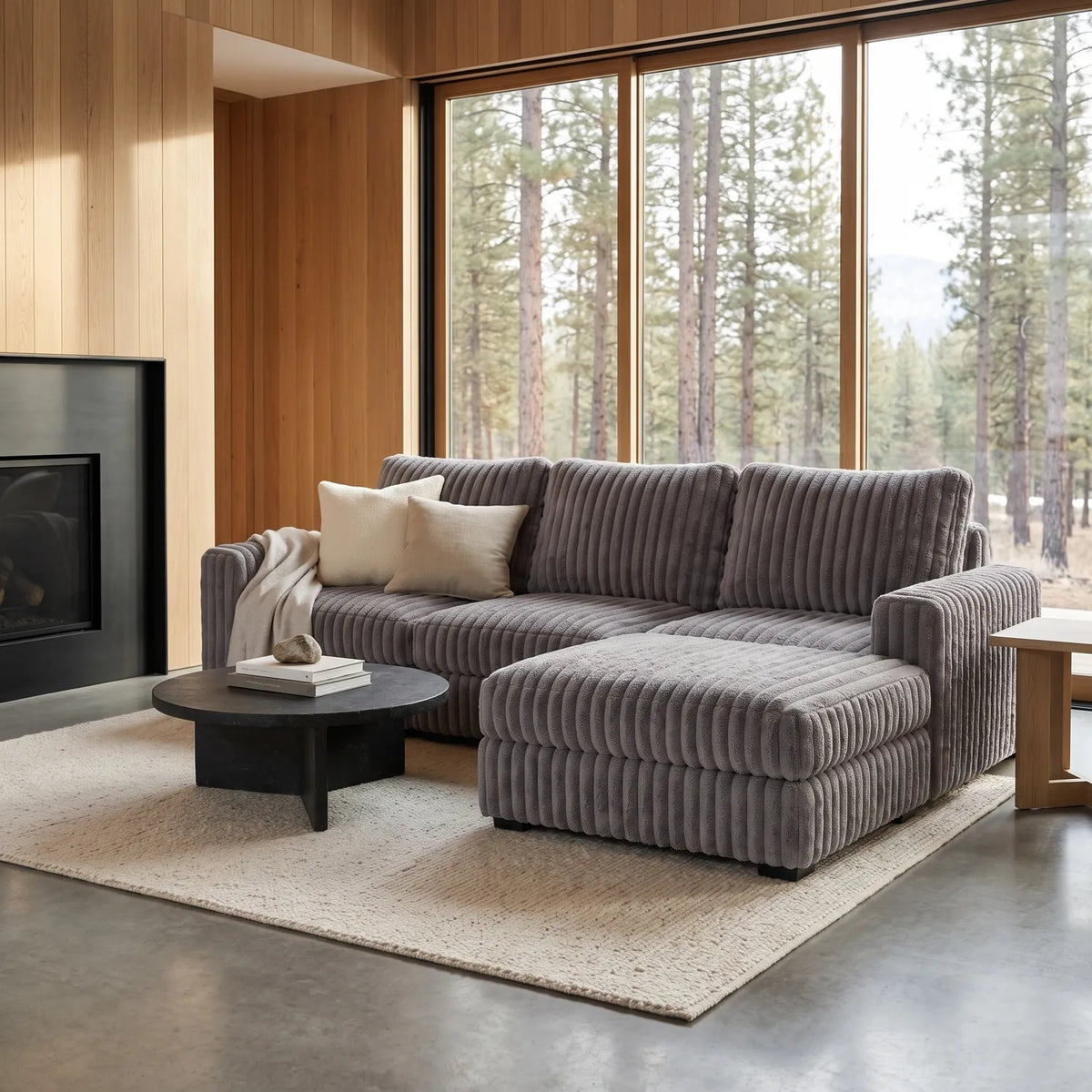 Four-Piece Chaise Sectional - Minky Grey Modular - hero (RHF arrangement)