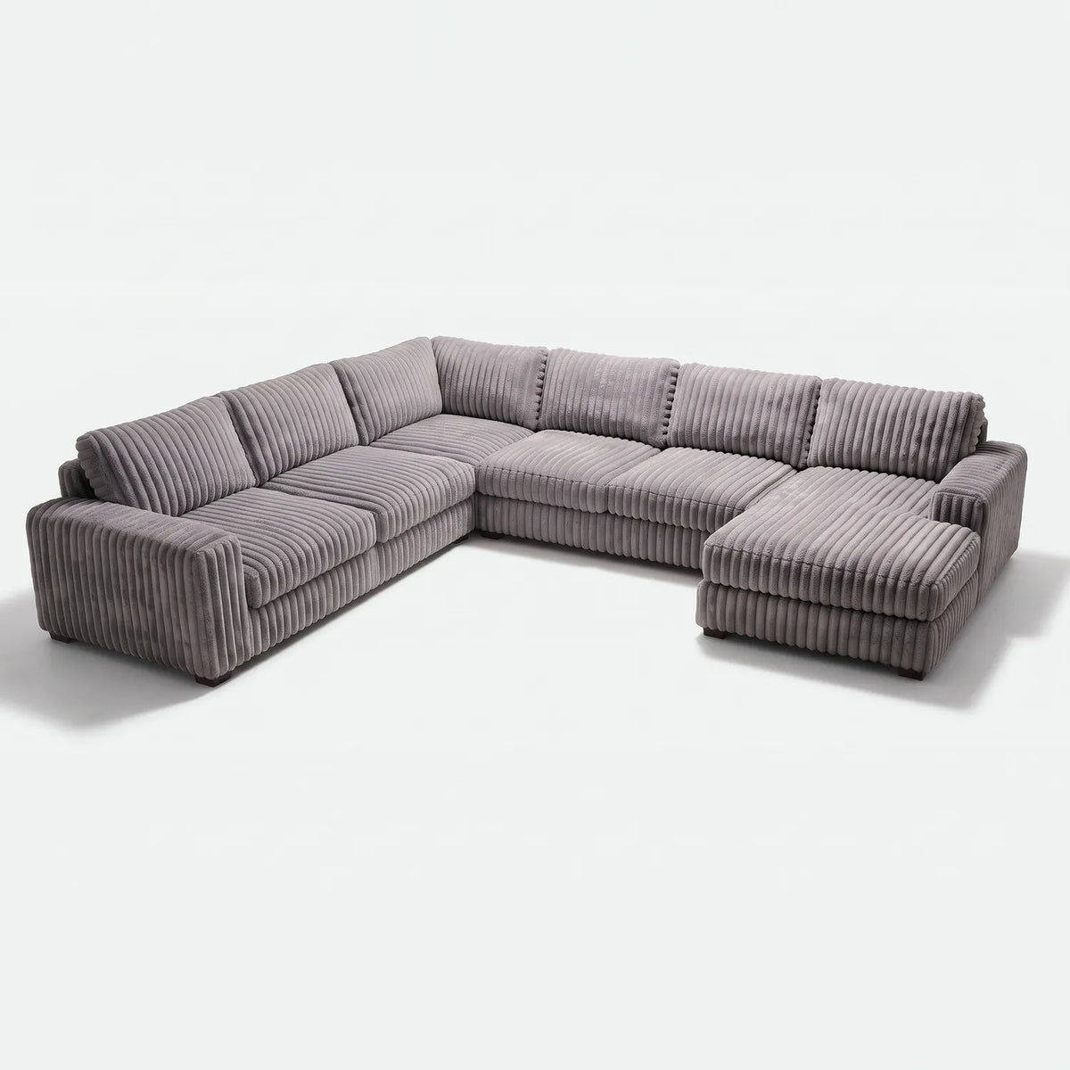Four-Piece Chaise Sectional - Minky Grey Oversized - studio photo on white #Orientation_Right-Hand Facing #vera_main