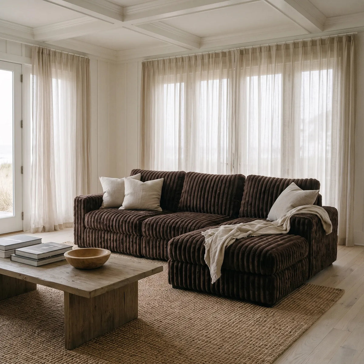Four-Piece Chaise Sectional - Minky Mocha Modular - hero (RHF arrangement)