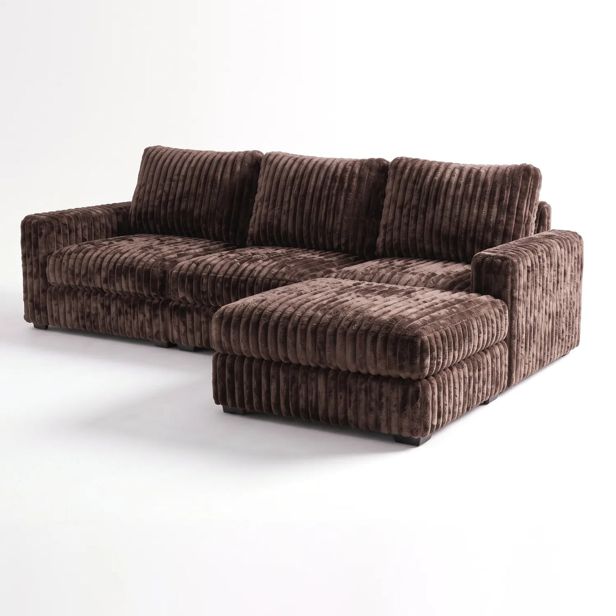 Four-Piece Chaise Sectional - Minky Mocha Modular - studio photo on white (RHF arrangement) #vera_main