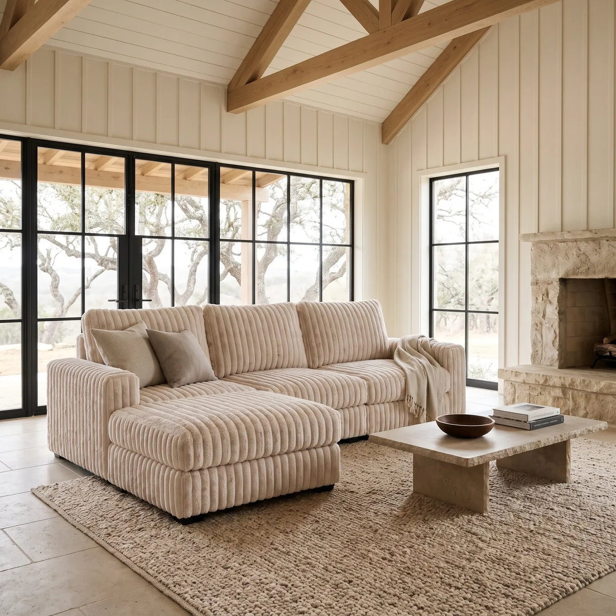 Four-Piece Chaise Sectional - Minky Sand Modular - hero (LHF arrangement)