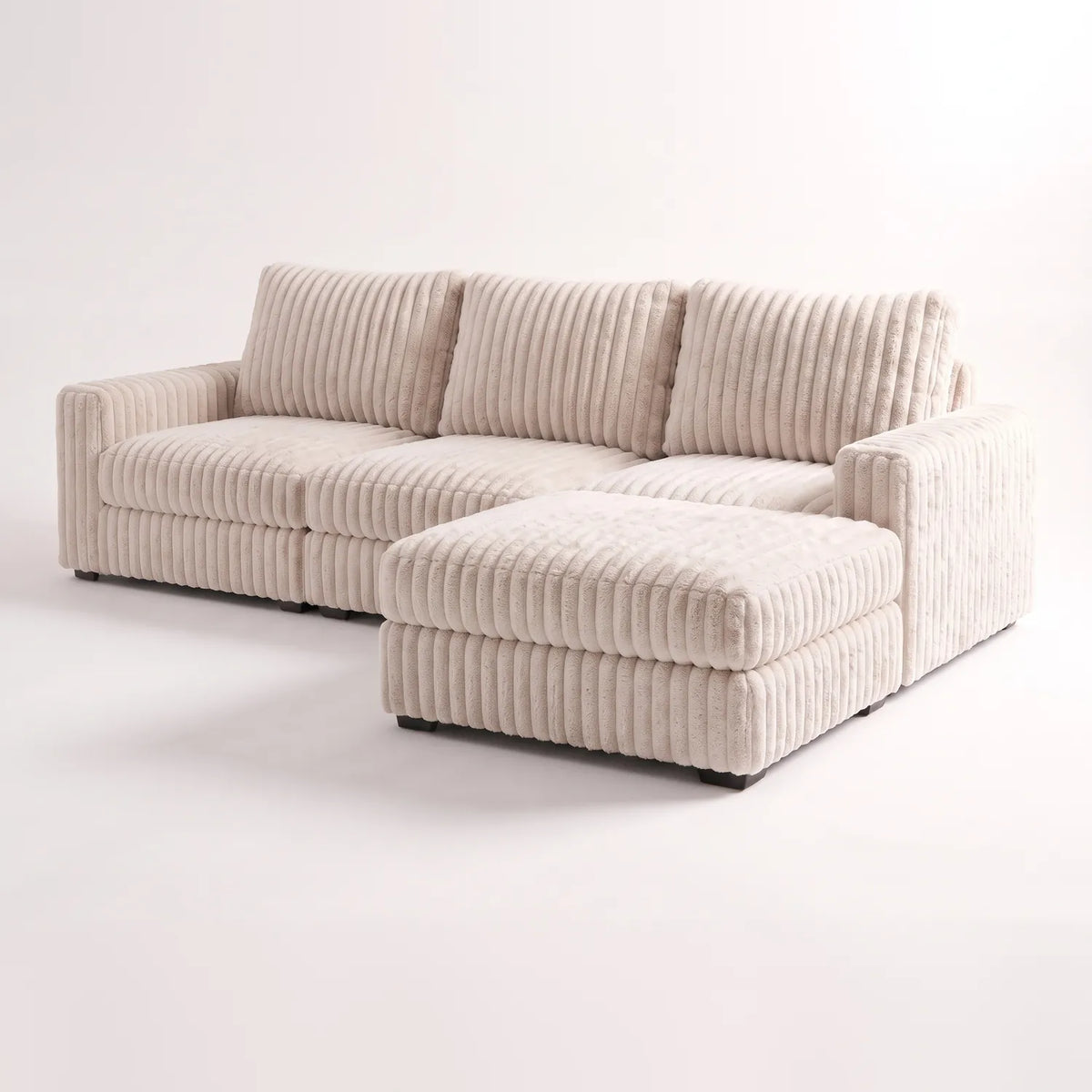 Four-Piece Chaise Sectional - Minky Sand Modular - studio photo on white (RHF arrangement) #vera_main