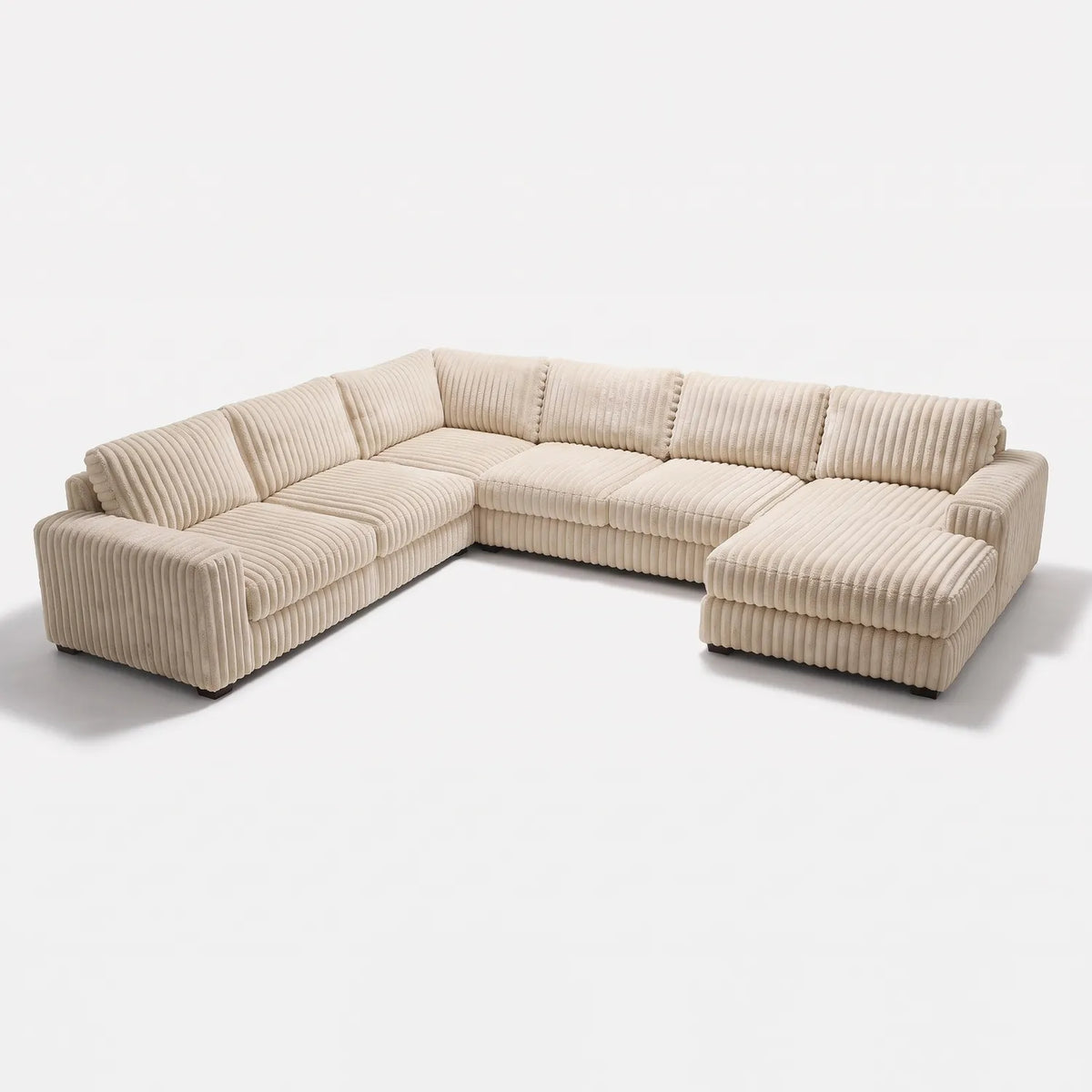 Four-Piece Chaise Sectional - Minky Sand Oversized - studio photo on white #Orientation_Right-Hand Facing #vera_main