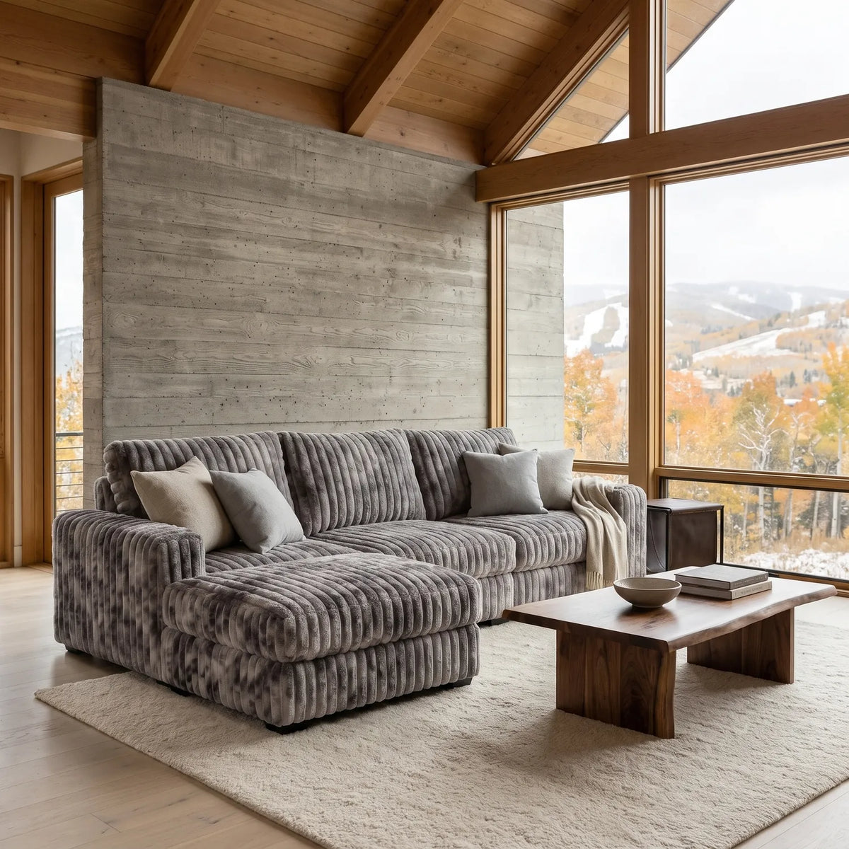Four-Piece Chaise Sectional - Minky Stone Modular - hero (LHF arrangement)