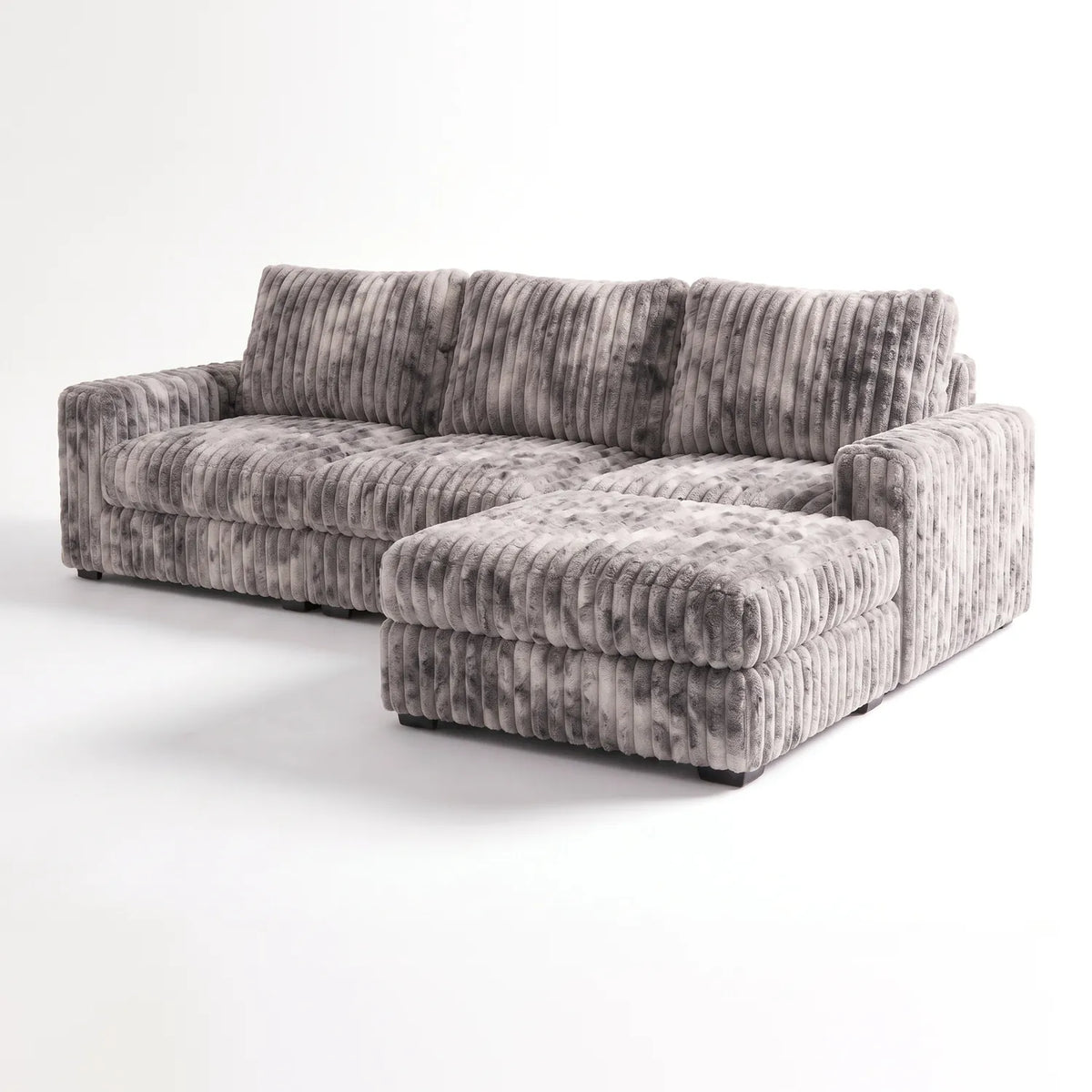 Four-Piece Chaise Sectional - Minky Stone Modular - studio photo on white (RHF arrangement) #vera_main