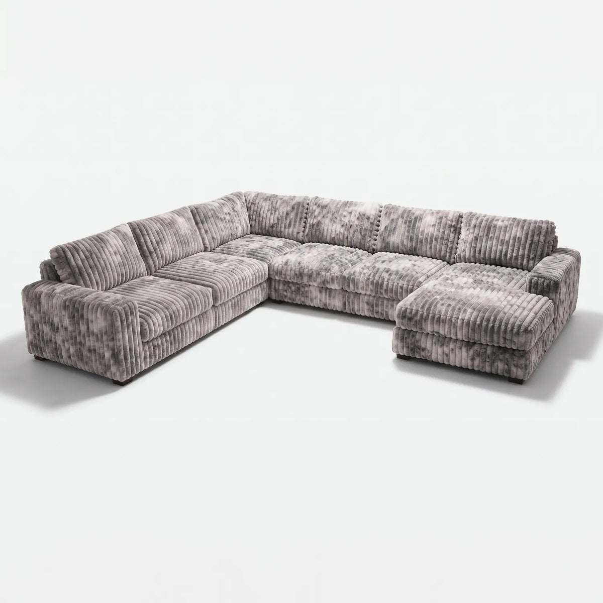 Four-Piece Chaise Sectional - Minky Stone Oversized - studio photo on white #Orientation_Right-Hand Facing #vera_main