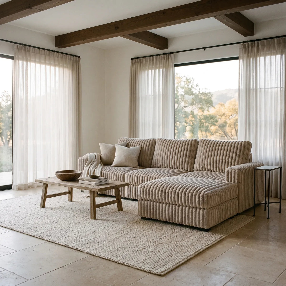 Four-Piece Chaise Sectional - Minky Toast Modular - hero (RHF arrangement)