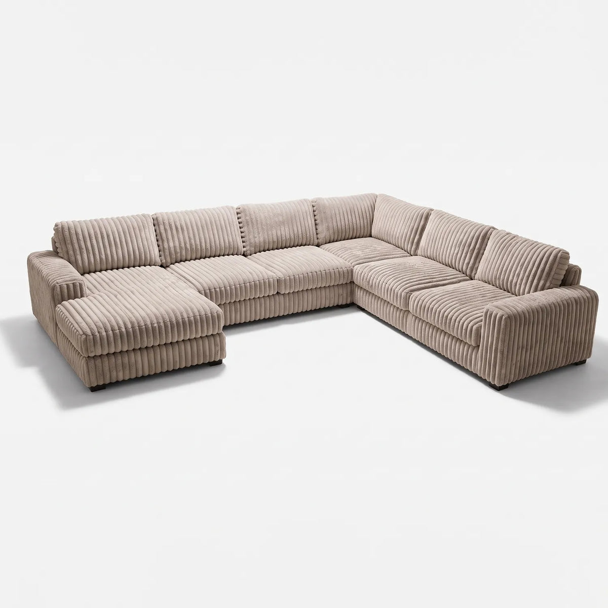 Four-Piece Chaise Sectional - Minky Toast Oversized - studio photo on white #Orientation_Left-Hand Facing