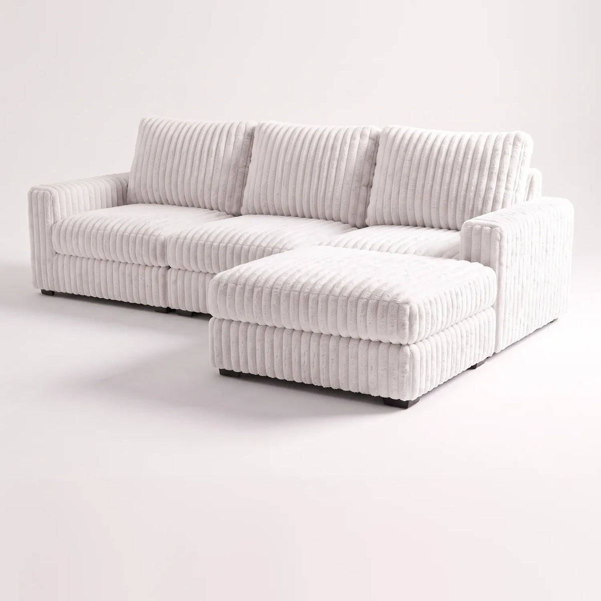 Four-Piece Chaise Sectional - Minky White Modular - studio photo on white (RHF arrangement) #vera_main