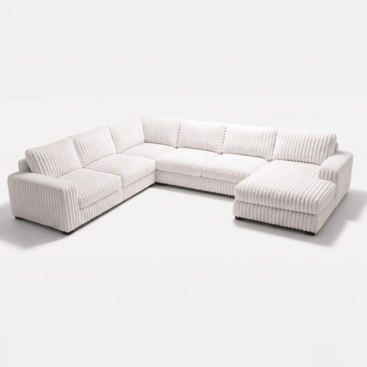 Four-Piece Chaise Sectional - Minky White Oversized - studio photo on white #Orientation_Right-Hand Facing #vera_main