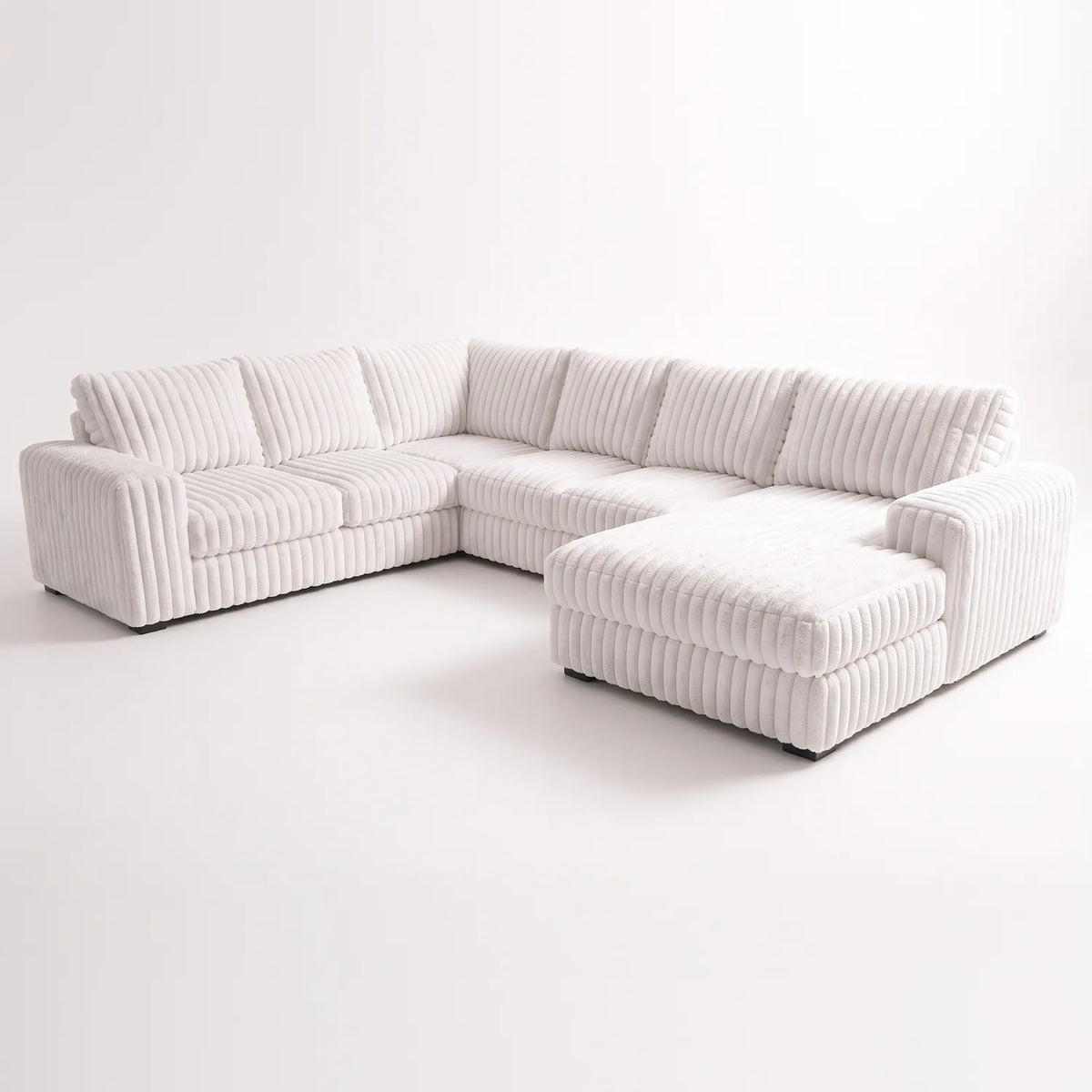 Four-Piece Chaise Sectional - Minky White - studio photo on white #Orientation_Right-Hand Facing #vera_main