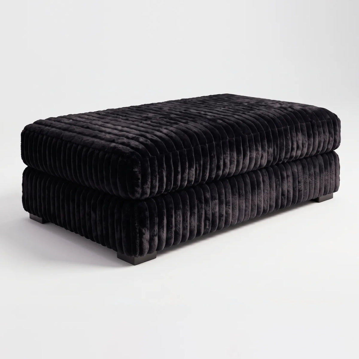 Long Ottoman - Minky Black - studio photo on white #vera_main