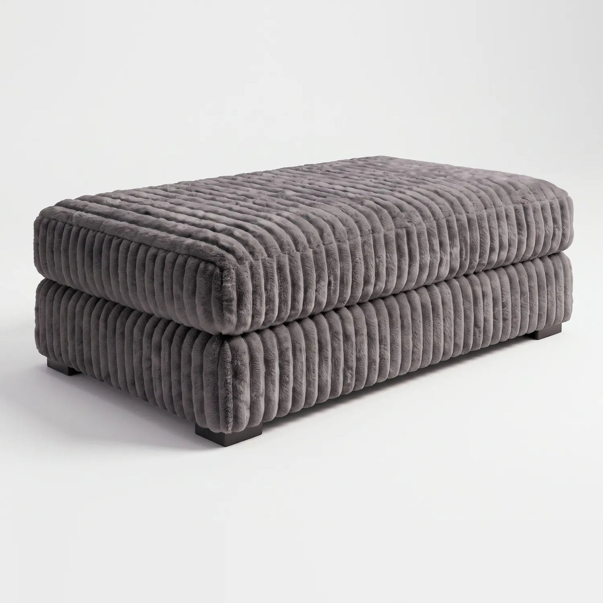 Long Ottoman - Minky Grey - studio photo on white #vera_main