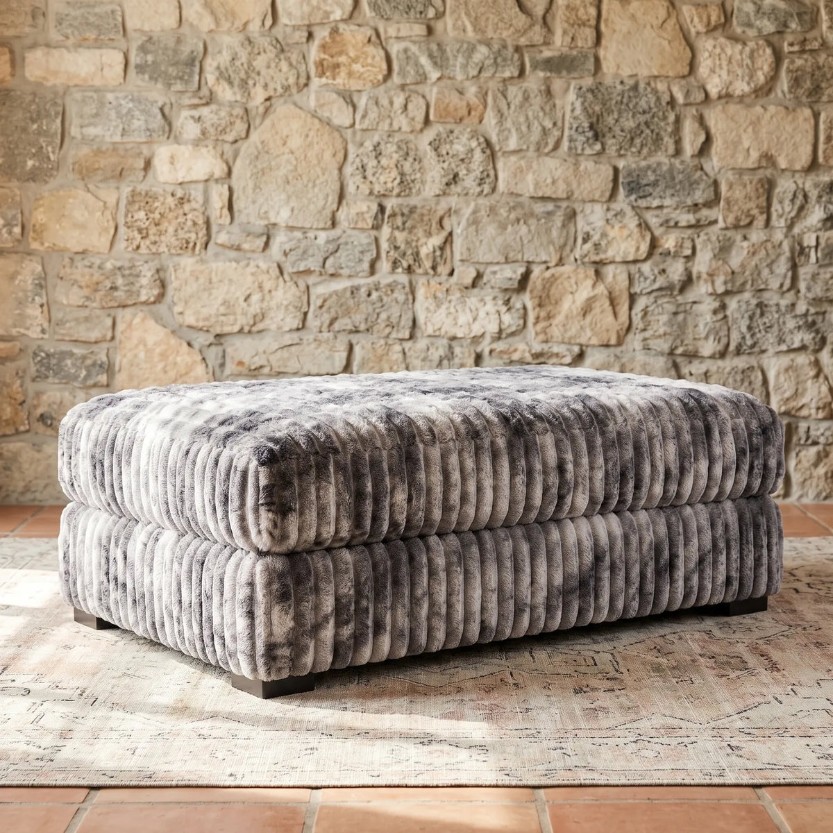 Long Ottoman - Minky Stone