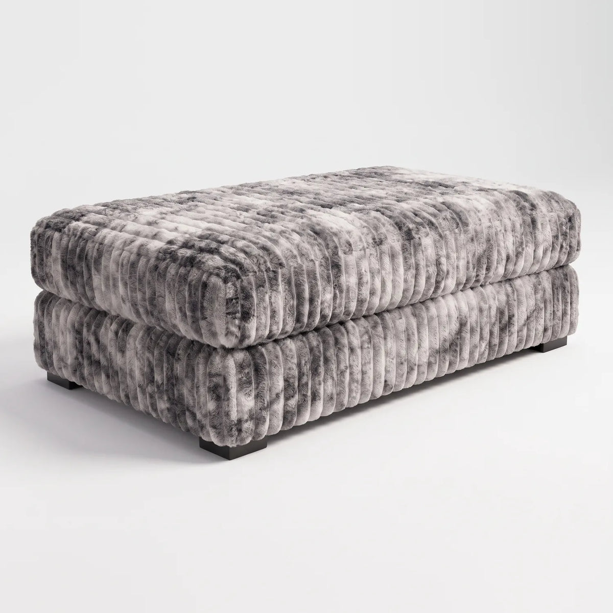 Long Ottoman - Minky Stone - studio photo on white #vera_main