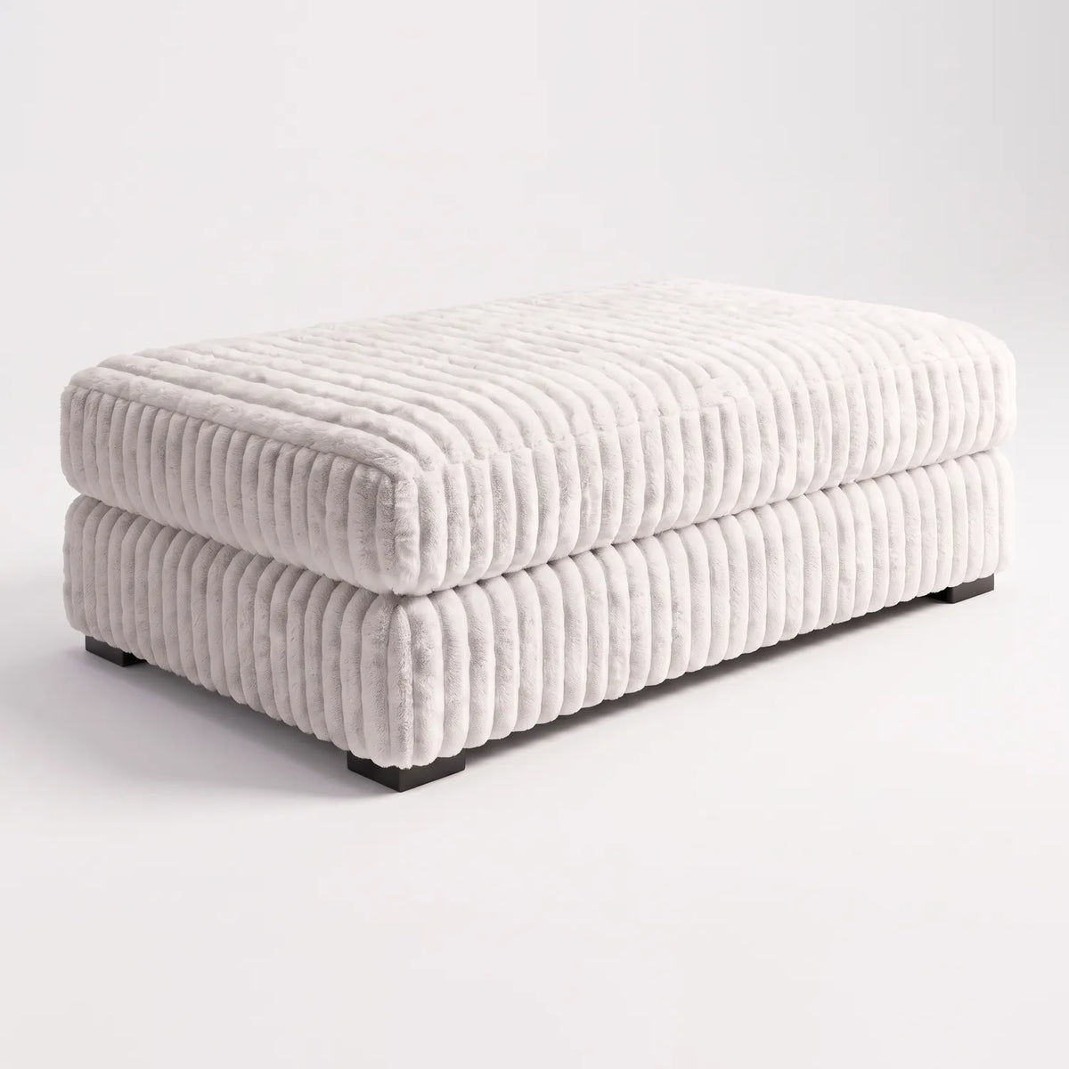 Long Ottoman - Minky White - studio photo on white #vera_main