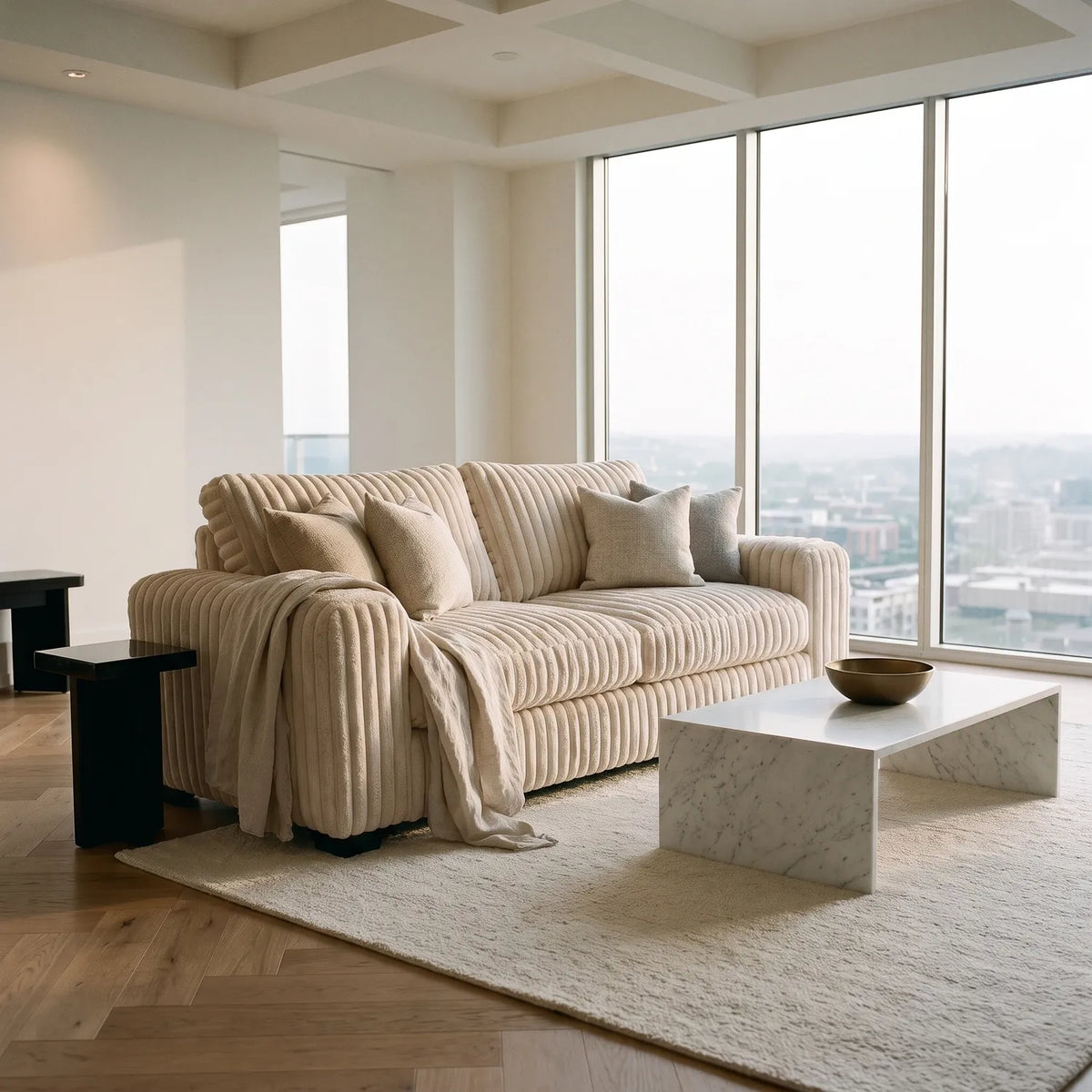 Loveseat - Minky Cream - hero