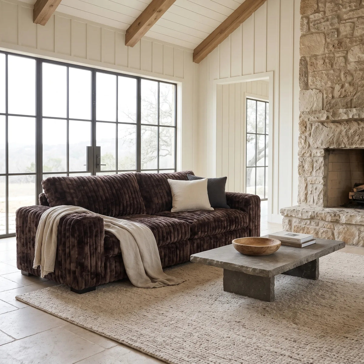 Loveseat - Minky Mocha - hero