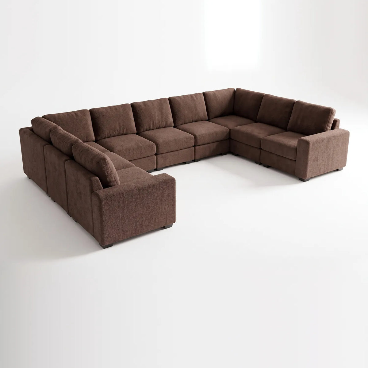 The Big U Nine Piece Sectional - Cuddle Chocolate Modular - studio photo on white #vera_main